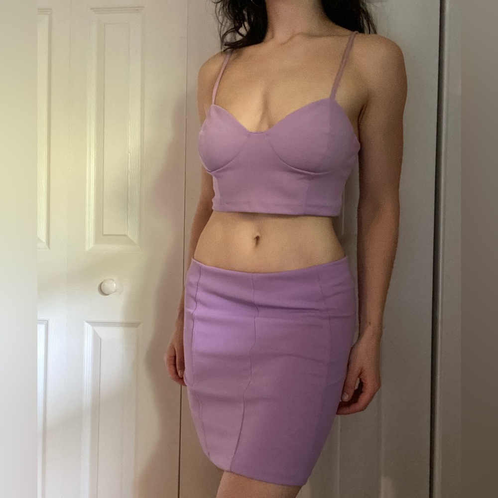 Zara purple lilac skirt set two piece co-ord